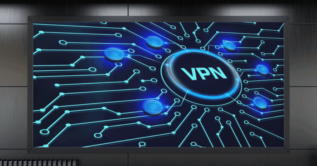 Glowing VPN circuit board illustration representing virtual private network technology